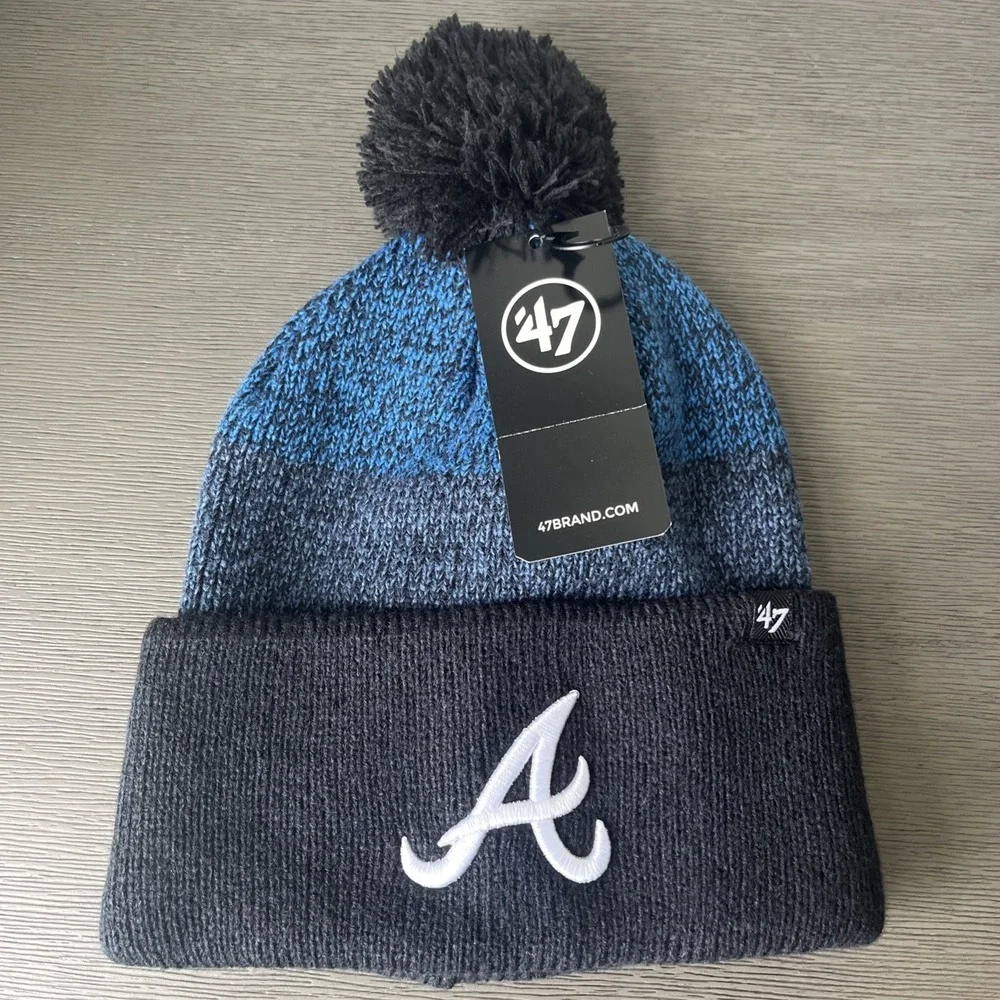 Atlanta Braves 47 Striped Winter Beanie MLB Hat Cap Blue Navy NWT